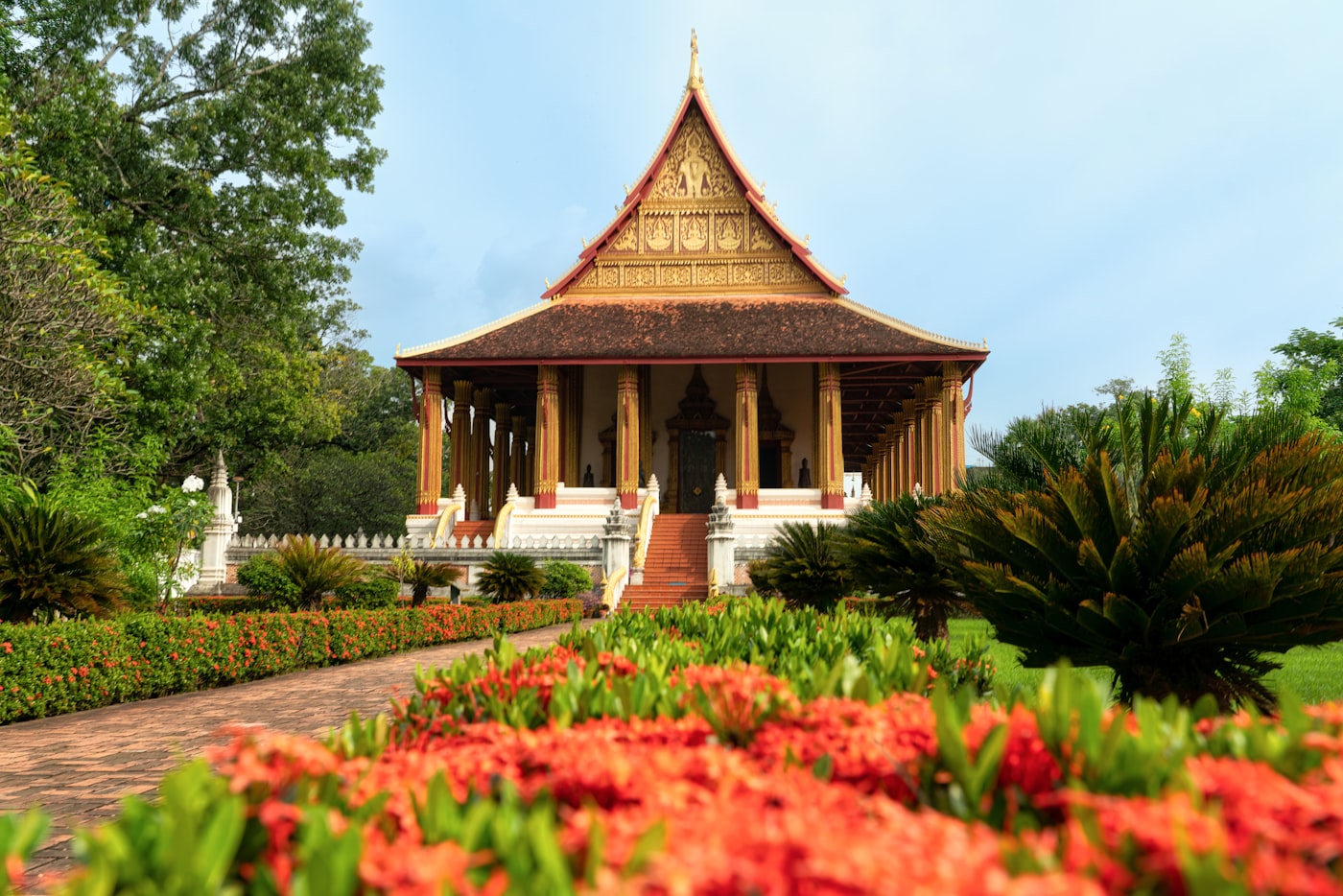 Traditional Thai practice ward pavilion surrounded by herb gardens